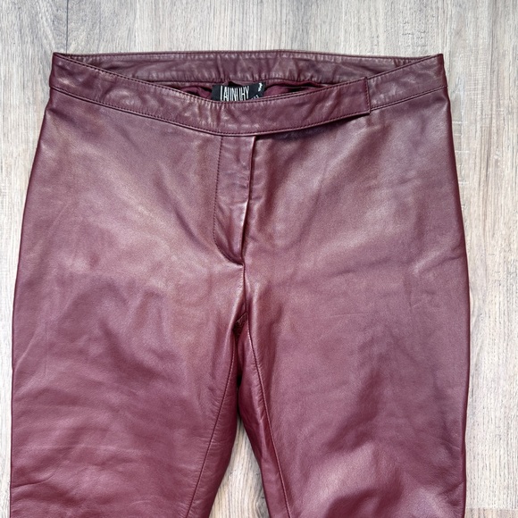 Laundry By Shelli Segal Burgundy Vintage Leather Flare Bootcut Pants - Size 4 - Picture 2 of 13